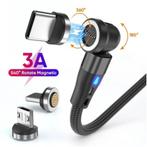 USB 3.0 Data/Laad kabel 3A Micro + USB C magnetisch roterend, Ophalen of Verzenden, Nieuw