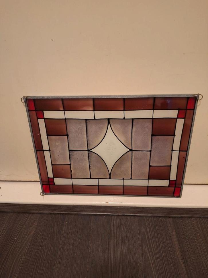 Klein Glas in Lood Raam, Huis en Inrichting, Woonaccessoires | Schilderijen, Tekeningen en Foto's, Gebruikt, Overige typen, Minder dan 50 cm