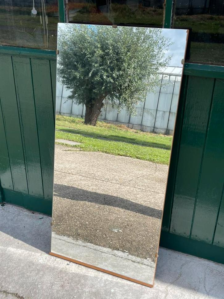 Xl vintage duitse spiegel kristalglas dun houten rand, Huis en Inrichting, Woonaccessoires | Spiegels, Gebruikt, Minder dan 100 cm