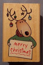 Hero Arts stempel - Rendier met Kerstwens, Ophalen of Verzenden, Zo goed als nieuw, Houten stempel