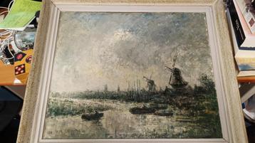 Olieverfschilderij Jan Wingen – Molens aan de Zaan (60x50) beschikbaar voor biedingen