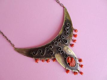jwg Vintage 60s ketting koraal bloedkoraal kralen bohemian beschikbaar voor biedingen