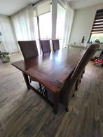 Teakhouten eetkamertafel en stoelen (Koloniaal), Ophalen, Gebruikt, Koloniaal, 4 tot 6 stoelen