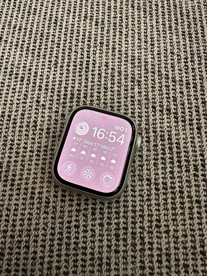 Apple Watch Series 7 sterrenlicht, Sieraden, Tassen en Uiterlijk, Smartwatches, Gebruikt, iOS, Zilver, Afstand, Waterdicht, Ophalen of Verzenden