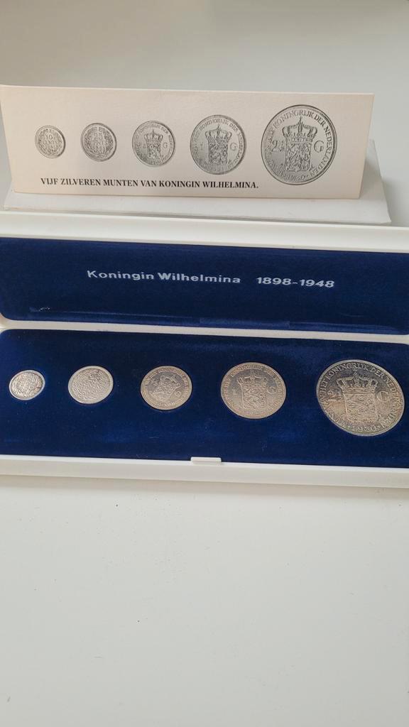Zilveren munten set Koningin Wilhelmina 1898-1948, Postzegels en Munten, Munten | Nederland, Setje, Euro's, Koningin Wilhelmina