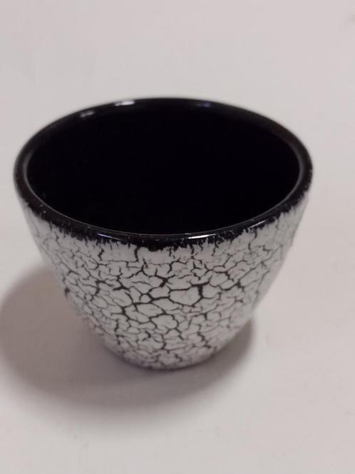 Jasba W. Germany bloempotje craquele zwart / wit hoogte 6 cm, Verzamelen, Retro, Huis en Inrichting, Ophalen
