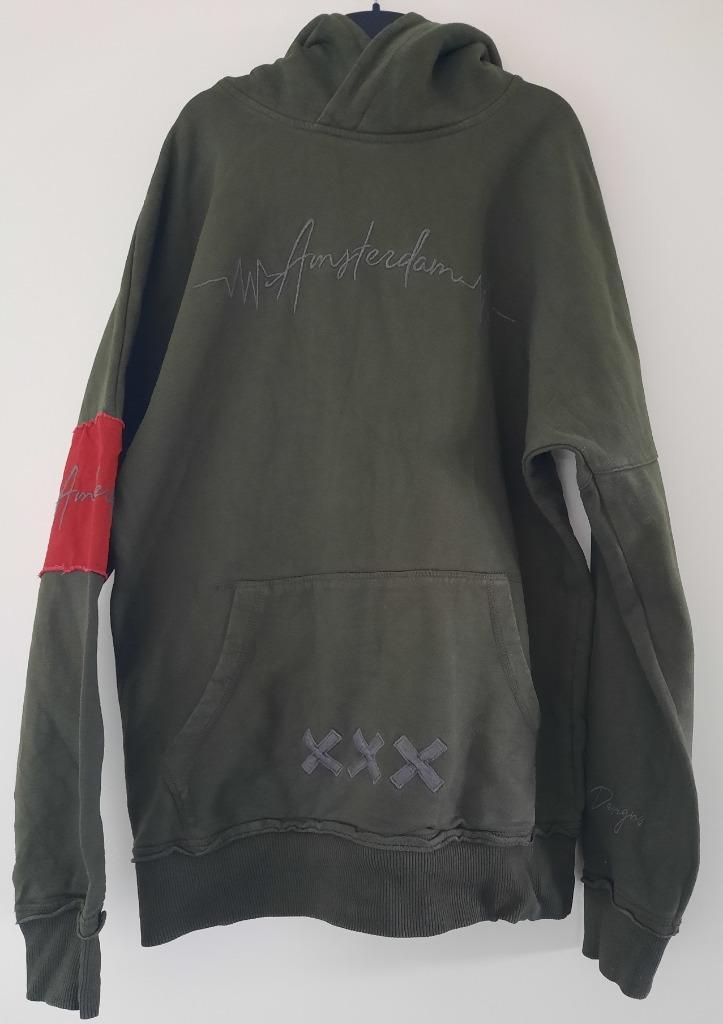 Lekker warme legergroene hoodie M Amsterdam, Kleding | Heren, Truien en Vesten, Gedragen, Maat 48/50 (M), Groen, Ophalen of Verzenden