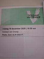 2 kaarten 1e rang Soldaat van Oranje, Tickets en Kaartjes, Twee personen, December