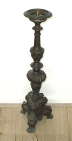 Zware ( koperen ?) metalen kandelaar  hoogte 61 cm, Ophalen of Verzenden, Koper of Brons