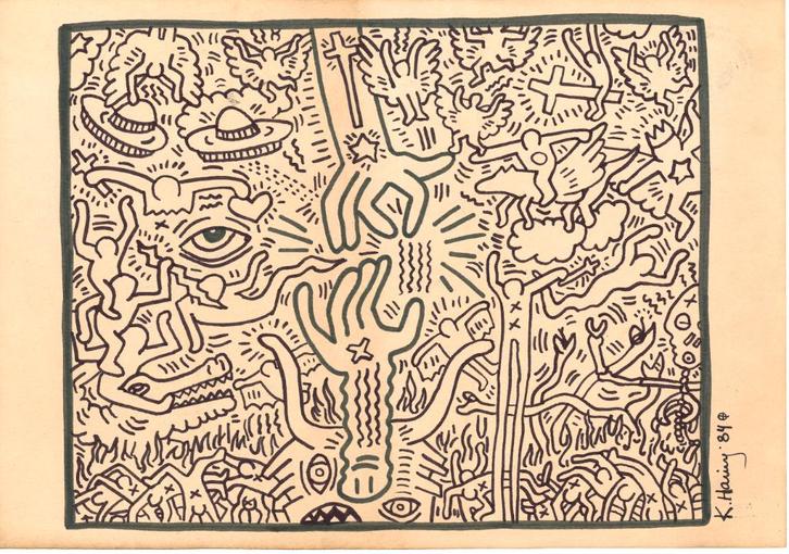 Keith Haring Artwork, Antiek en Kunst, Kunst | Schilderijen | Modern, Ophalen of Verzenden