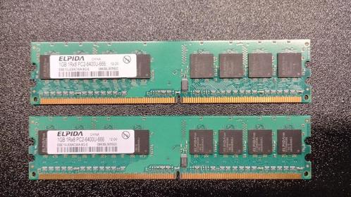 Elpida EBE10UE8ACWA-8G-E 1GB PC2-6400U DDR2 800, Computers en Software, RAM geheugen, Gebruikt, Desktop, 1 GB of minder, DDR2