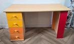 Kleurrijk houten bureau met lades – uniek design!, Ophalen, Gebruikt, Bureau