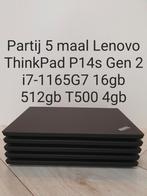 Partij 5 maal Lenovo ThinkPad P14s Gen 2 i7-1165G7 16gb 512, Met videokaart, Qwerty, Nieuw, 14 inch