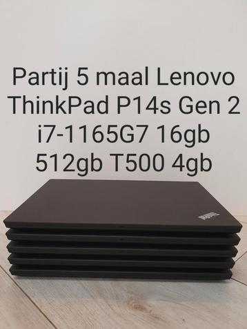 Partij 5 maal Lenovo ThinkPad P14s Gen 2 i7-1165G7 16gb 512 beschikbaar voor biedingen