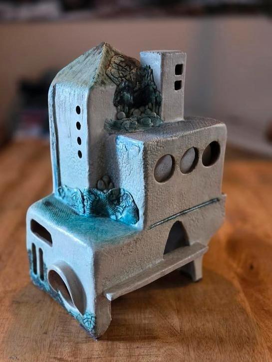 Origineel raku keramiek object "huis", Antiek en Kunst, Kunst | Overige Kunst, Ophalen of Verzenden