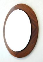 Vintage teak spiegel palissander wandspiegel hout rond, Rond, Gebruikt, Ophalen