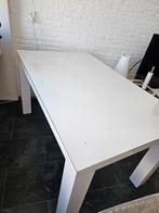 Mooie witte eettafel met beschermde glas, Huis en Inrichting, Tafels | Eettafels, 50 tot 100 cm, Glas, 100 tot 150 cm, Rechthoekig