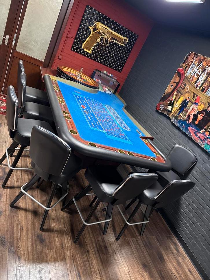 Casino Roulette Tafel met 7 Stoelen - Parijs, Hobby en Vrije tijd, Gezelschapsspellen | Bordspellen, Gebruikt, Vijf spelers of meer