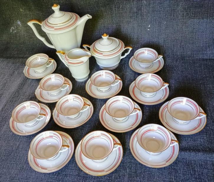 Zeldzaam Richard Ginori Art Deco Koffieservies 24K Goud, Antiek en Kunst, Antiek | Servies compleet, Ophalen