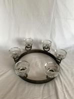 Vintage tafelkandelaar smeedijzer en glas Erik Höglund, Ophalen of Verzenden, Gebruikt