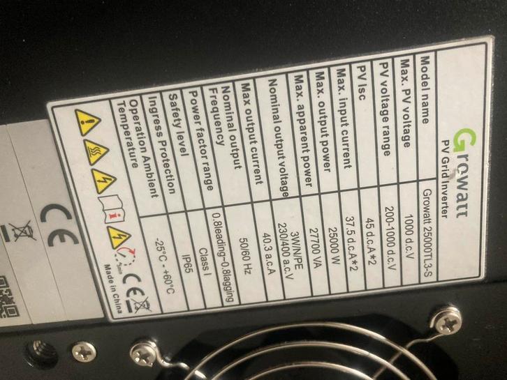 Growatt Omvormer 25000TL3-S, Doe-het-zelf en Verbouw, Zonnepanelen en Toebehoren, Gebruikt, Overige typen, 200 wattpiek of meer