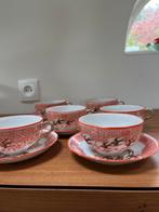 6 Chinese kop en schotels - handbeschilderd zwaluwen, Antiek en Kunst, Ophalen of Verzenden