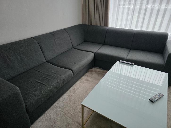 Gratis Hoekbank antracietgrijs, Huis en Inrichting, Banken | Complete zithoeken, Zo goed als nieuw, Stof, Ophalen