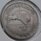 1 Florin 1947 Nieuw Zeeland 2 Shillings Oude Munt Kiwi Vogel, Postzegels en Munten, Munten | Oceanië, Ophalen of Verzenden