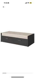IKEA Brimnes uitschuifbaar bed zgan! Incl 2 matrassen., Ophalen, Zwart, Tweepersoons, Zo goed als nieuw