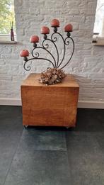 3 teakhouten blokken, tafeltjes op wielen, Ophalen, Minder dan 45 cm, Minder dan 55 cm, Vierkant