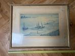 zeefdruk boten op het water, Antiek en Kunst, Ophalen of Verzenden