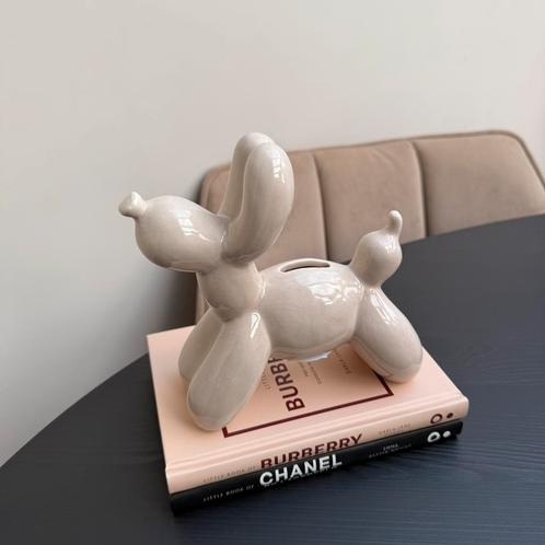 Balloon dog money bank beige, Verzamelen, Spaarpotten, Nieuw, Dier, Steen, Aardewerk of Keramiek, Ophalen of Verzenden