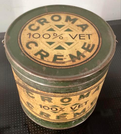 Apart 1920-1930 blik Croma vetCreme,Gebr.Veth,Amsterdam, Verzamelen, Blikken, Gebruikt, Overige, Overige merken, Ophalen
