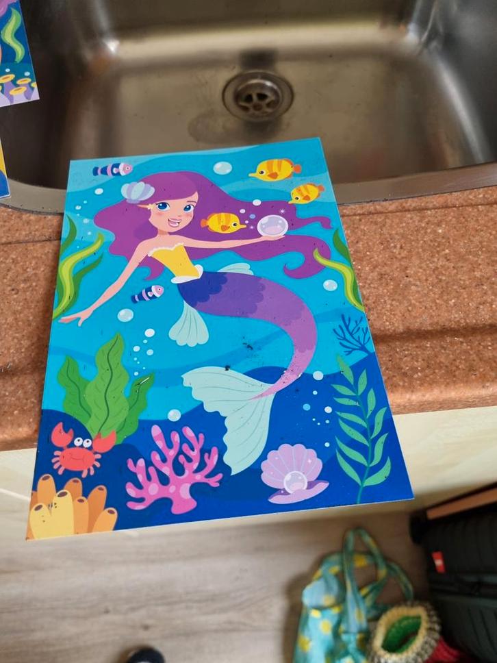 Zelfgemaakte Kraskaarten - Zeemeerminnen, Kinderen en Baby's, Speelgoed | Kinderpuzzels, Verzenden