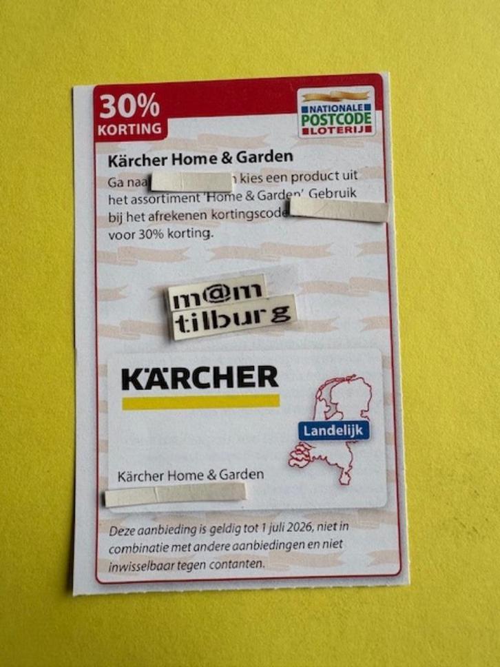 Kärcher Home & Garden 30% korting, Tickets en Kaartjes, Kortingen en Cadeaubonnen, Drie personen of meer, Warenhuis- of Winkelbon