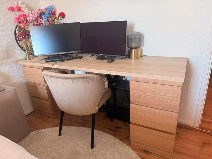 IKEA DIY Bureau met Malm Ladekastjes - eikenpatroon, Huis en Inrichting, Bureaus, Nieuw, Bureau, Ophalen