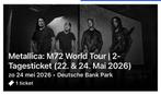1x Metallica 2 dagen pas Frankfurt 22&24 Mei 2024, Eén persoon, Mei, Rock of Poprock