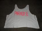 Wit, mouwloos, wijd T-shirt, met opdruk: PARADISE, Maat 38/40 (M), Wit, Ophalen of Verzenden, Zonder mouw