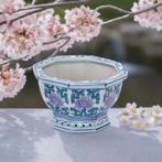Vintage Blauwe en Witte Porseleinen Chinoiserie Planter, Overige materialen, Gebruikt, Nvt, Overige vormen