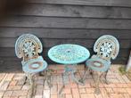 Zware Gietijzeren tuin set: 2 stoelen & ronde tafel, Tuin en Terras, Ophalen, Gebruikt
