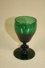 Antiek biedermeier groen witte wijn glas, Antiek en Kunst, Antiek | Glas en Kristal, Ophalen of Verzenden