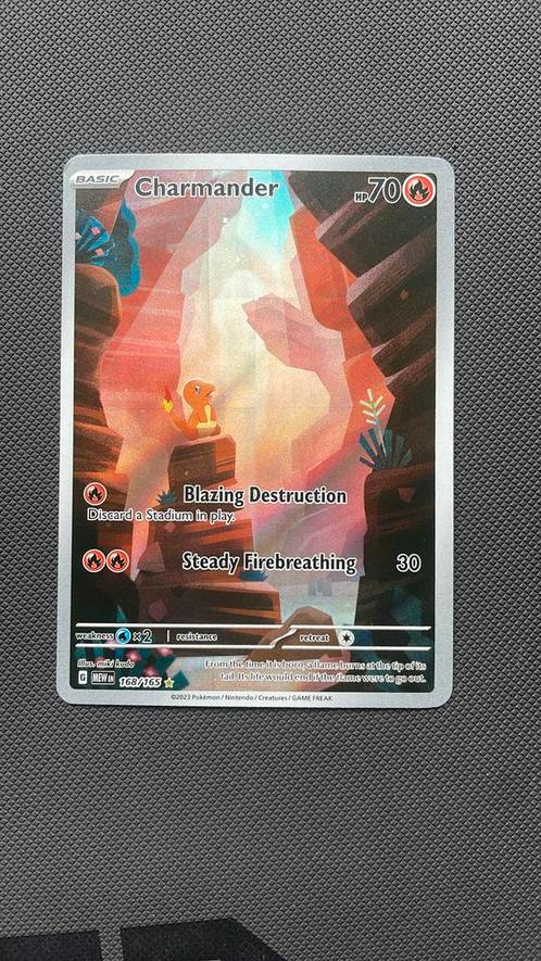 Charmander 168/165 - 151, Hobby en Vrije tijd, Verzamelkaartspellen | Pokémon, Zo goed als nieuw, Losse kaart, Ophalen of Verzenden