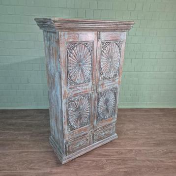 27162 Kast Massief Hout Shabby-Chic 0,95 m beschikbaar voor biedingen