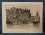 Ets Brouwersgracht Amsterdam J. Yzendoorn(?) 13,0x17,6 cm, Antiek en Kunst, Kunst | Etsen en Gravures, Ophalen of Verzenden