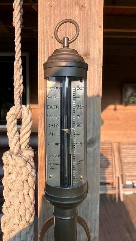 Mooie Cardanische Stok Barometer - R.N. Desterro Lissabon, Antiek en Kunst, Antiek | Gereedschap en Instrumenten, Ophalen