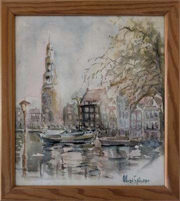 Aquarel Montelbaanstoren Amsterdam beschikbaar voor biedingen