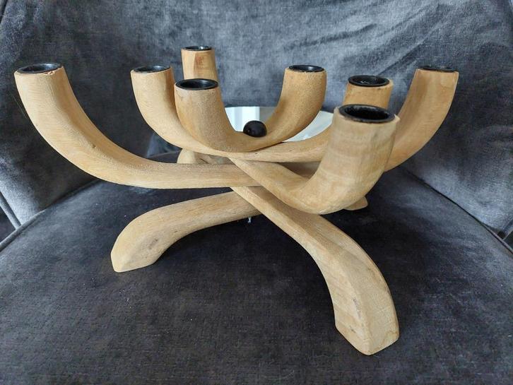 8 armige kandelaar - mango hout, Huis en Inrichting, Woonaccessoires | Kandelaars en Kaarsen, Zo goed als nieuw, Kandelaar, Minder dan 25 cm