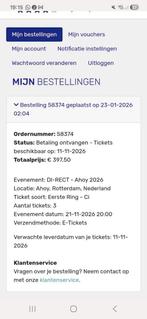 3 Kaarten concert Di- rect 21 november, Tickets en Kaartjes, Drie personen of meer, Overige soorten