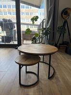 2-delige Tafeltjesset ruw mangohout, Minder dan 55 cm, Rond, Zo goed als nieuw, Hout
