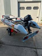 Rubberboot met trailer en motor, Watersport en Boten, Overige merken, Ophalen of Verzenden, Zo goed als nieuw, Hout